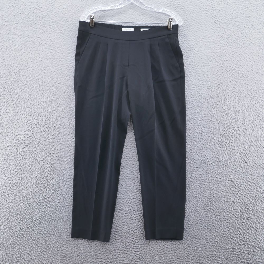 Babaton Womens Pleated Ankle Pants 4 Black Mid Rise Rise Crepe Career Japanese‎
